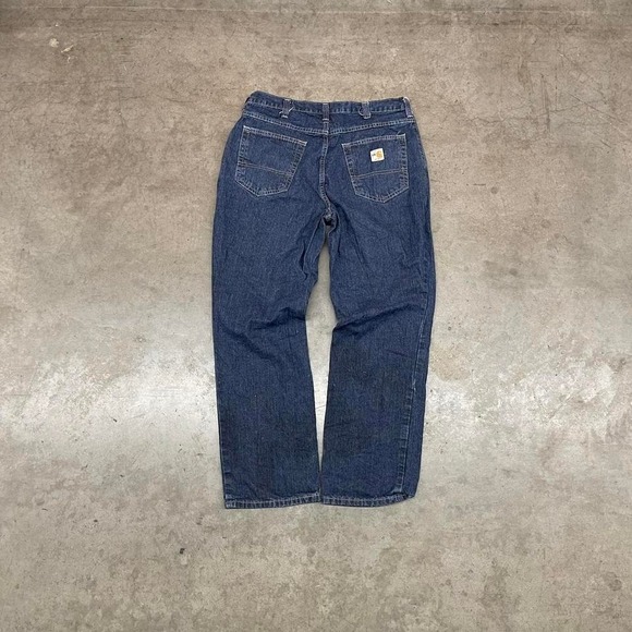 Carhartt Dark Wash Denim Jeans Workwear Straight Leg Distressed Men's 34x30 - Picture 2 of 7